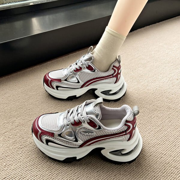 Popular Versatile Thick-Soled Dad Shoes for Women, Height-Increasing for Petite Individuals, 2026 Spring/Summer New Super Trendy Silver Sports Casual Shoes