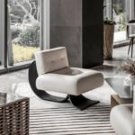 Black peach K Hotel Villa living room single sofa Italian Modern Art minimalist shaped metal fishtail leisure chair