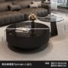 Italian Minimalist Living Room Home Light Luxury Style Small Apartment Tea Table Simple New Black Glass Round Combination