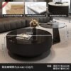 Italian Minimalist Living Room Home Light Luxury Style Small Apartment Tea Table Simple New Black Glass Round Combination
