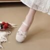 Evening Shoes with Gentle Bowknot Mary Jane Style for Women, 2026 Spring New Soft-Soled French Ballet Shoes