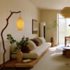 Modern Song-Style Aesthetic Solid Wood Sofa, Simple Living Room, Large and Small Apartment, Three-Seater, Minimalist Row Sofa