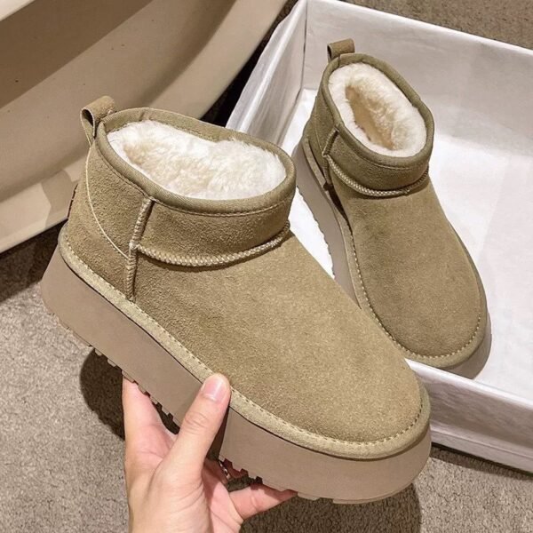 Short Snow Boots for Women, Winter 2026 New Trendy Thick-Soled Height-Increasing Fleece-Lined Warm Non-Slip Northeast Cotton Shoes