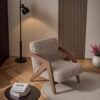 New Chinese Style Mid-Century Style Solid Wood Living Room Single Leisure Sofa Chair Classical B&B Hotel Living Room Reception Sofa