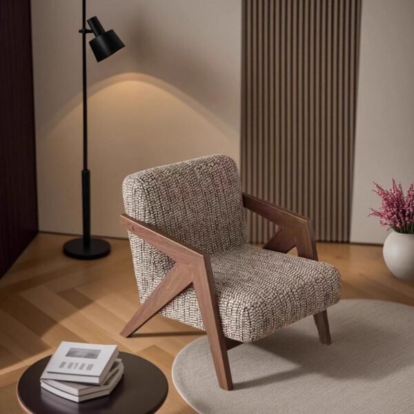 New Chinese Style Mid-Century Style Solid Wood Living Room Single Leisure Sofa Chair Classical B&B Hotel Living Room Reception Sofa