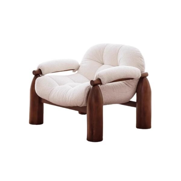 Sofa Chair, Antique Style B&B Fabric Lazy Sofa Chair, Designer Single Lamb Velvet Solid Wood Sofa