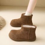 Ugly Cute Thick-Soled Snow Boots for Women 2025 New Winter Fleece-Lined Short Cotton Shoes Bread Shoes One-Legged Birkenstock Short Boots