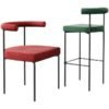 Nordic Simple Fabric Upholstered Backrest Chair Hotel Restaurant Wrought Iron Dining Chair Coffee Milk Tea Shop Chair High Backrest