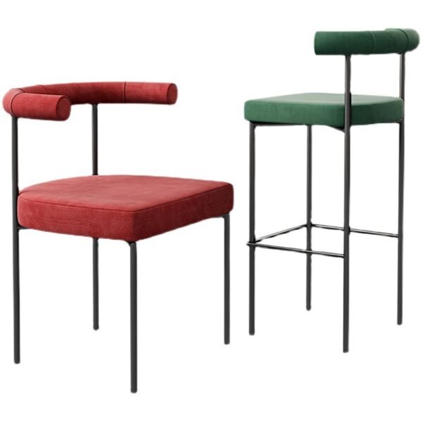 Nordic Simple Fabric Upholstered Backrest Chair Hotel Restaurant Wrought Iron Dining Chair Coffee Milk Tea Shop Chair High Backrest