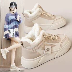Snow Boots for Women with Velvet to Heattech 2025 New Winter Popular Versatile High-Top Thick-Soled Heightening Casual Sports Cotton Shoes