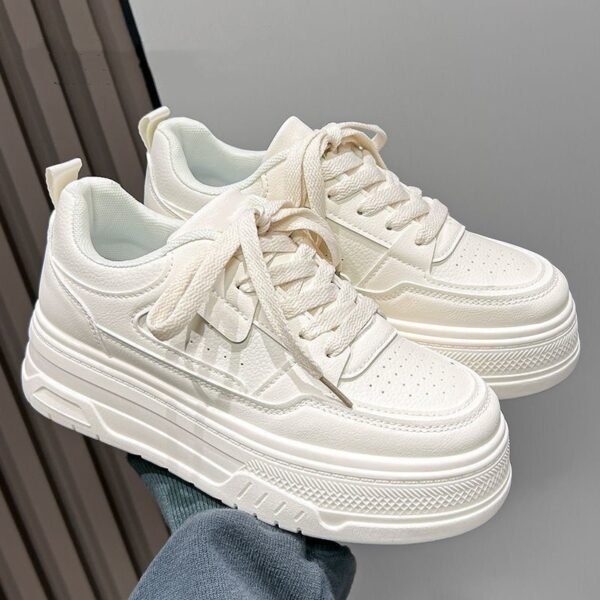 Popular White Shoes for Women 2025 New Spring Women's Shoes Versatile Thick Sole Heightening Board Shoes Casual Sports Dad Shoes
