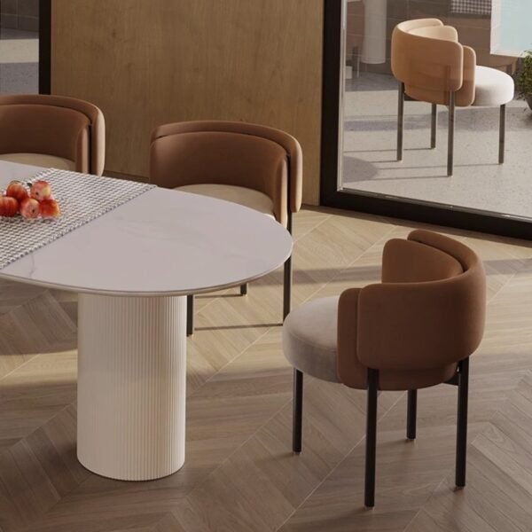 Italian Accessible Luxury Fabric Dining Chair Milk Tea Shop Cafe Reception Back Chair Sales Department Reception Negotiation Leisure Chair