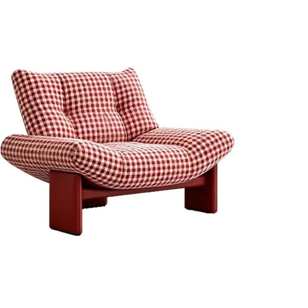Simple and modern plaid fabric sofa, designer style, suitable for living rooms, bedrooms, and balconies, with solid wood frame