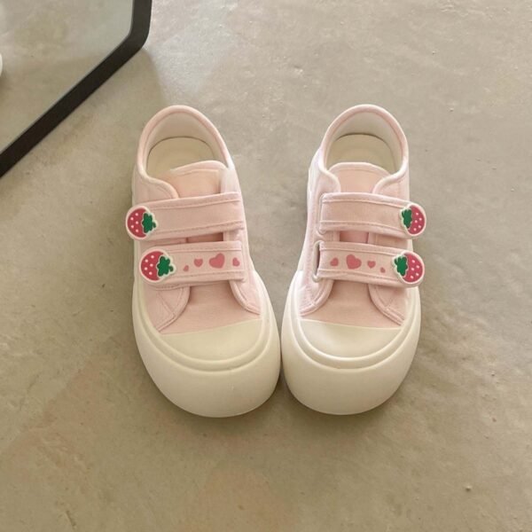 Strawberry Pink Canvas Shoes for Women 2025 New Breathable Thick-Soled Casual Sports Sneakers for Students Versatile Ugly Cute Big-Toe Shoes