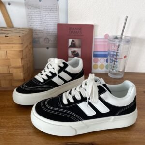 White Shoes Women’s Flats Versatile Student Breathable Canvas Shoes 2025 Spring and Autum New Casual Hong Kong Style Sports Shoes