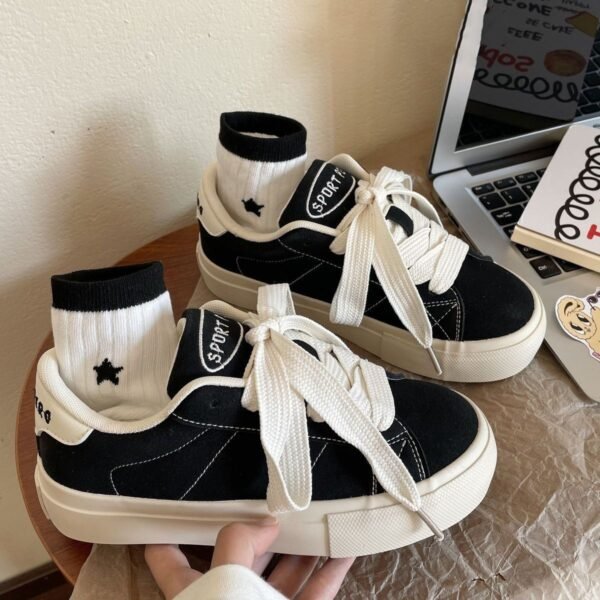 Canvas Shoes for Women 2025 Spring and Autum New Retro Shoes Ins Trbottomy Versatile Niche Student Thick-Soled Casual Sneakers