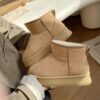 Thick-Soled Height-Increasing Snow Boots for Women, Waterproof and Non-Slip Short Boots, 2025 New Winter Style, Fleece-Lined, Thickened, Warm, Bread-Style Cotton Shoes