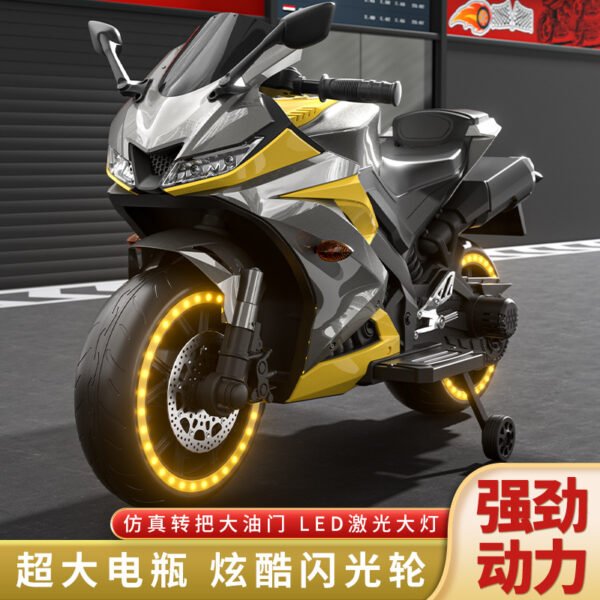 Extra-Large Kids Electric Motorcycle, Two-Seater, Ages 3-10, Bluetooth, Light-Up Wheels