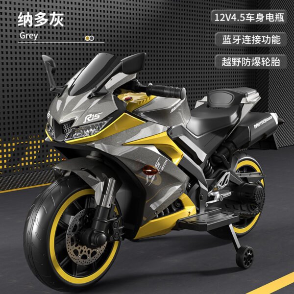 Extra-Large Kids Electric Motorcycle, Two-Seater, Ages 3-10, Bluetooth, Light-Up Wheels