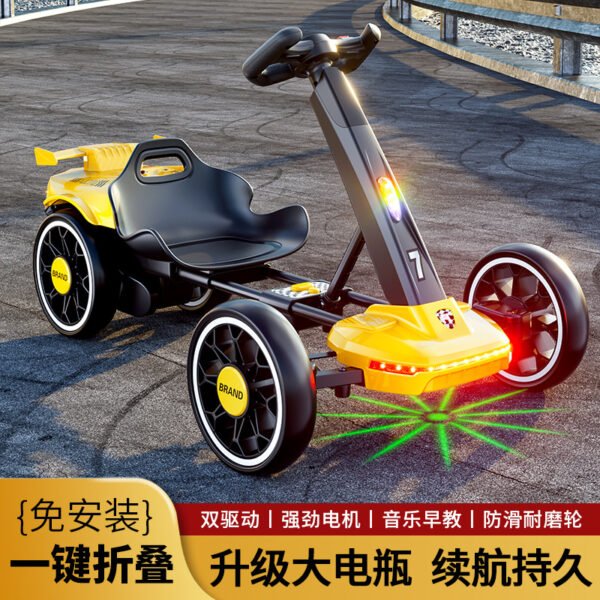 Kart électrique pliable pour enfants - Véhicule porteur à quatre roues avec télécommande, sans assemblage