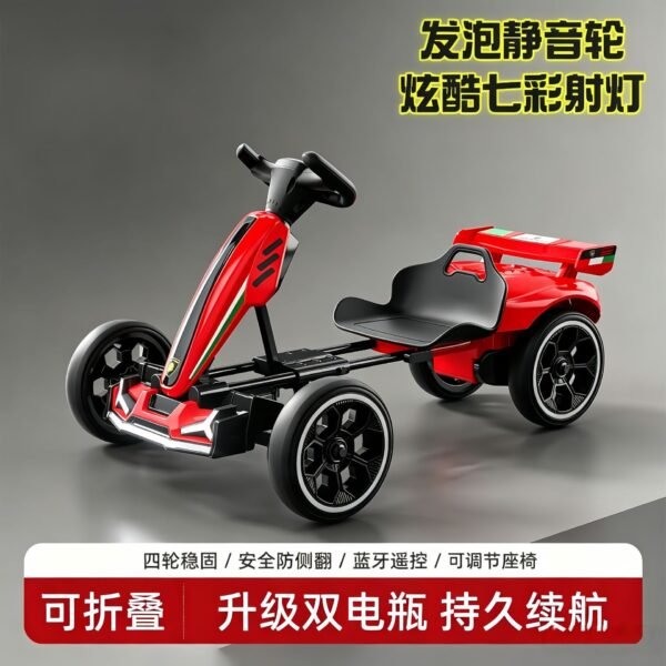 Kids' Electric Folding Go-Kart - Remote Control, Bluetooth Early Education, Soft Wheels