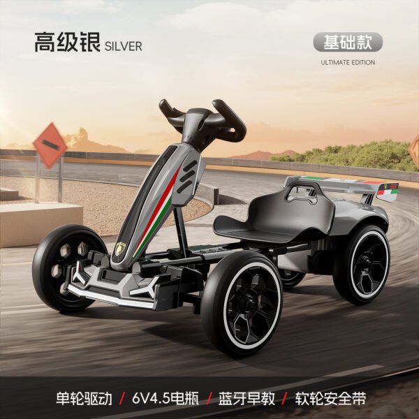 Kids' Electric Folding Go-Kart - Remote Control, Bluetooth Early Education, Soft Wheels