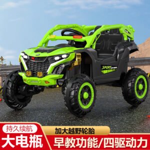 Voiture électrique tout-terrain pour enfants, 4 roues, télécommande, musique et éducation précoce 4-Wheel