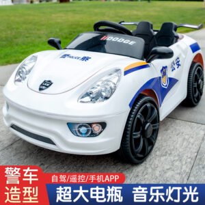 Kids Electric Police Car Ride-On, 4-Wheel, Remote Control, Double Doors, Rechargeable