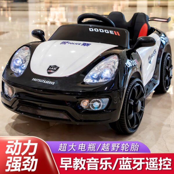 Kids Electric Police Car Ride-On, 4-Wheel, Remote Control, Double Doors, Rechargeable