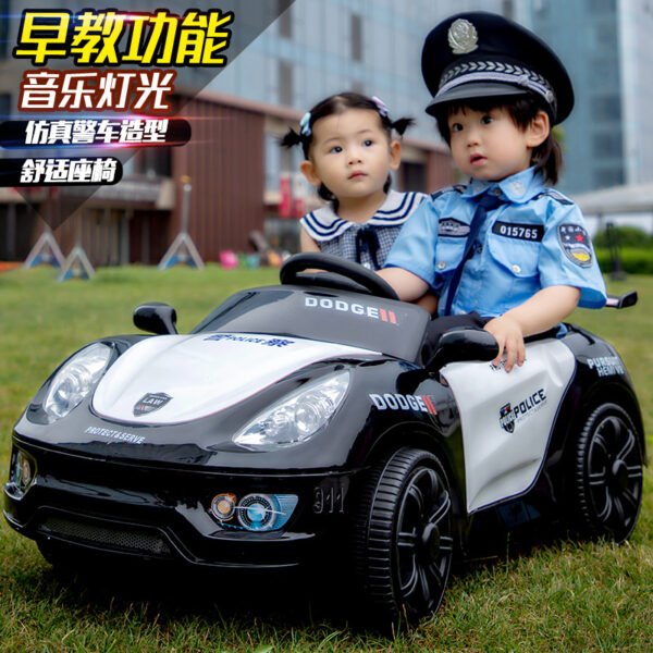 Kids Electric Police Car Ride-On, 4-Wheel, Remote Control, Double Doors, Rechargeable