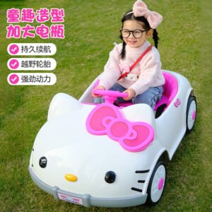 Voiture électrique pour enfants pour filles, télécommande, lumières d'éducation précoce, double entraînement