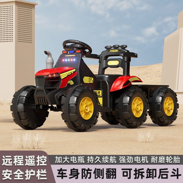 Kids Electric Ride-On Excavator, Detachable Rear Bucket, Optional Remote Control