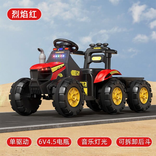 Kids Electric Ride-On Excavator, Detachable Rear Bucket, Optional Remote Control