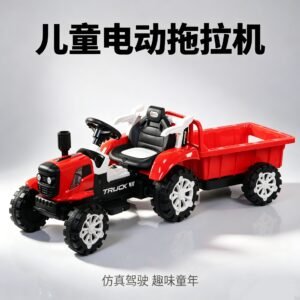 Tracteur électrique pour enfants, double entraînement, godet basculant hydraulique amovible, télécommande