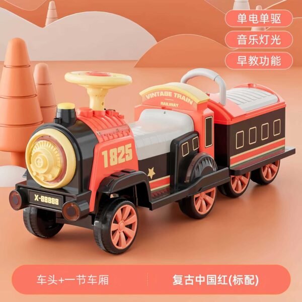 Kids Electric Ride-On Train with Track, Rechargeable, Music & Lights, Mist Spray, Optional Remote