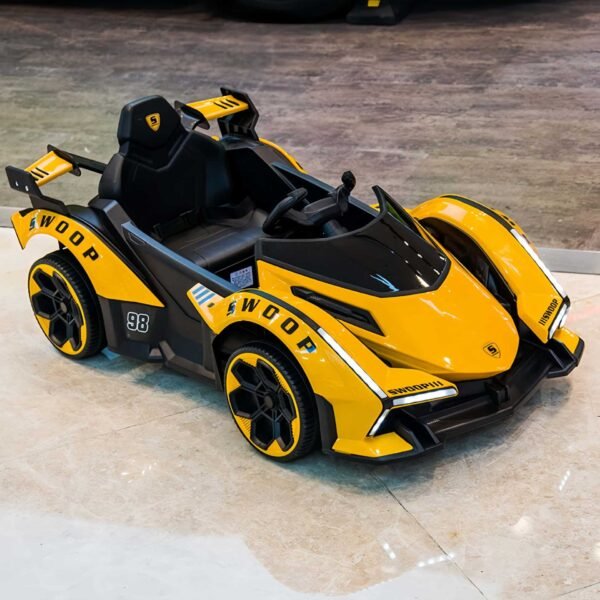 Kids Electric Sports Car Ride-On, 4-Wheel, Remote Control & Swing, Rechargeable