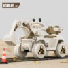 Large Kids Electric Ride-On Excavator, Remote Control, Bluetooth Early Education Lighting