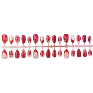 Ongles portables époxy de raisin de baie rouge de Valentine - dorure courte d’oeil de chat d’amande