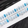 Flashy Resin Ocean-Style Blue Wearable Press-On Nails - Ultra-Short Almond Shell Nail Art Strips