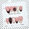 Cocoa Brown Cream Cheese Flower Polka Dot French Press-On Nails