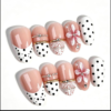 White French-Style Lace Polka Dot 3D Gold-Plated Wearable Nails with 3D Flowers White French-Style Lace Polka Dot 3D Gold-Plated Wearable Nails with 3D Flowers