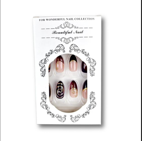 Purple-Red Gradient Y2K Vintage Wearable Nails - 3D Gold-Plated Starburst French Press-On Nail Art Strips