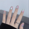 Pink Purple Laser Electroplated Cat Eye Wearable Nails Rich Girl Style