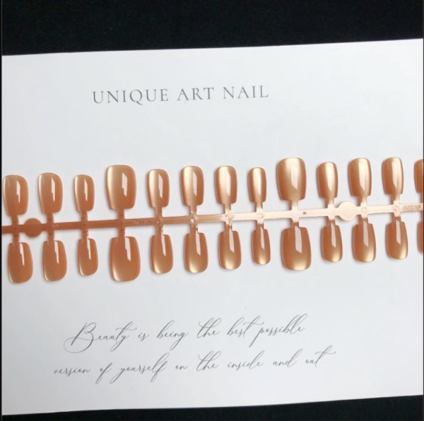 Ice Through Glass Beads Wearable Press-On Nails - Cat Eye Multi-Color Nail Art Strips, 30 Pieces