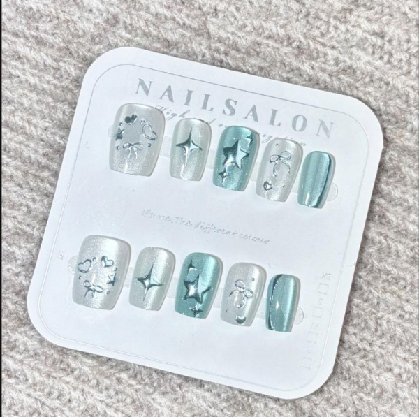 Blue-Green Cat Eye Star River Wearable Nails - Spring Summer Nail Art Blue-Green Cat Eye Star River Wearable Nails - Spring Summer Nail Art