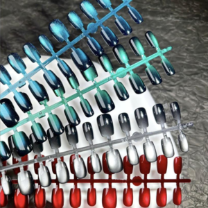 Ongles portables de couleur unie, perle de verre, œil de chat, Patch court assorti pour Nail Art