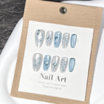 Cool Star Mint Blue Cat Eye Magic Mirror Press-On Nails
