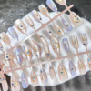 French Cat Eye Star Moon Totem Snake Wearable Nails with Rhinestones