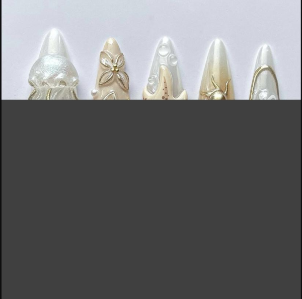 Ocean Goddess Summer Wearable Press-On Nails - Y2K Foreign Trade Style Full Cover Nail Art Strips
