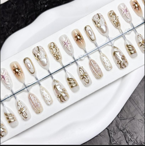 Ocean Goddess Summer Wearable Press-On Nails - Y2K Foreign Trade Style Full Cover Nail Art Strips